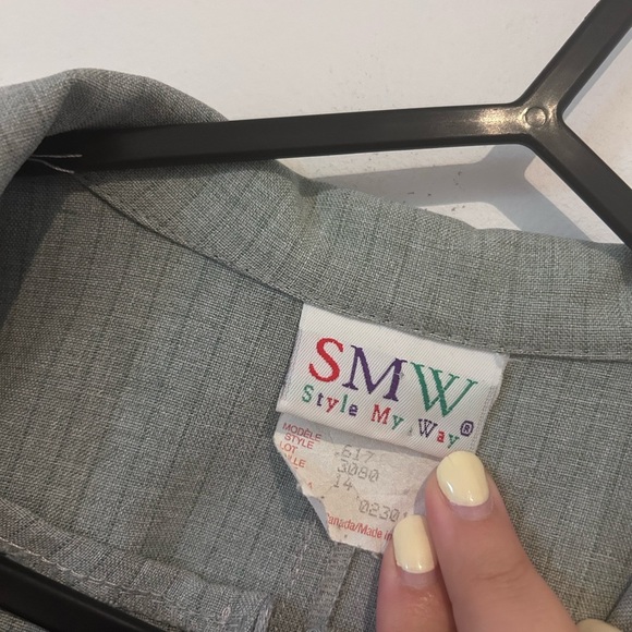 Vintage Embroidered Gray Midi Dress with Matching Blazer - Picture 8 of 8